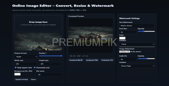 Image Editor Script – Resize, Convert & Watermark Tool (Source Code)